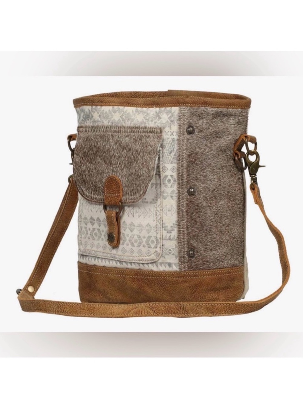 MYRA Bag Purse Crossbody Tribal Western Leather Canvas Boho Chic NEW WITH TAGS